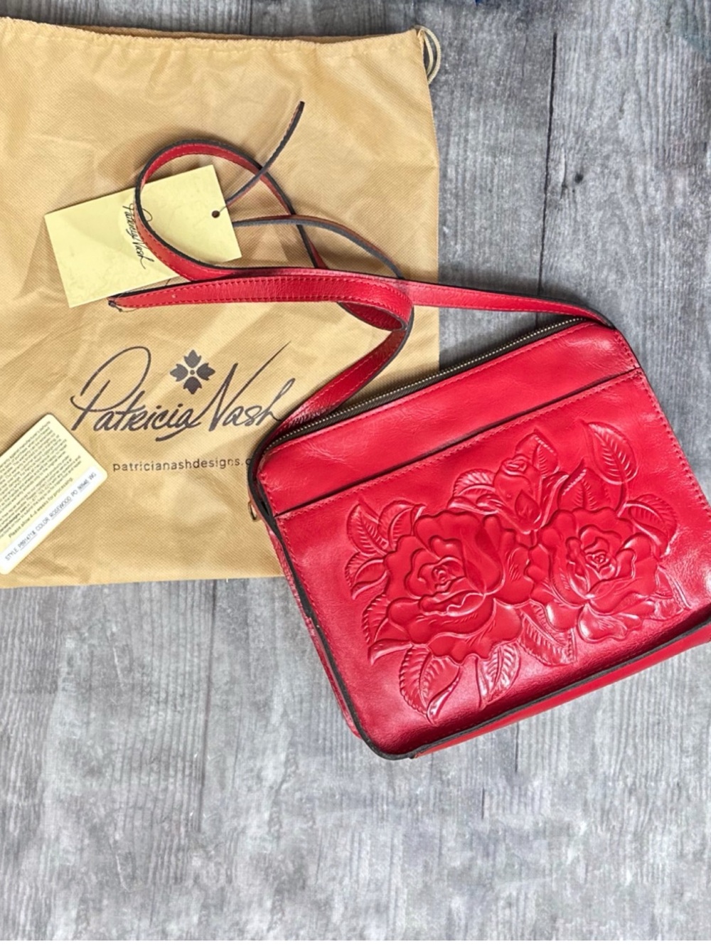 Patricia Nash Vallata Leather Bag in Rosewood | NWT